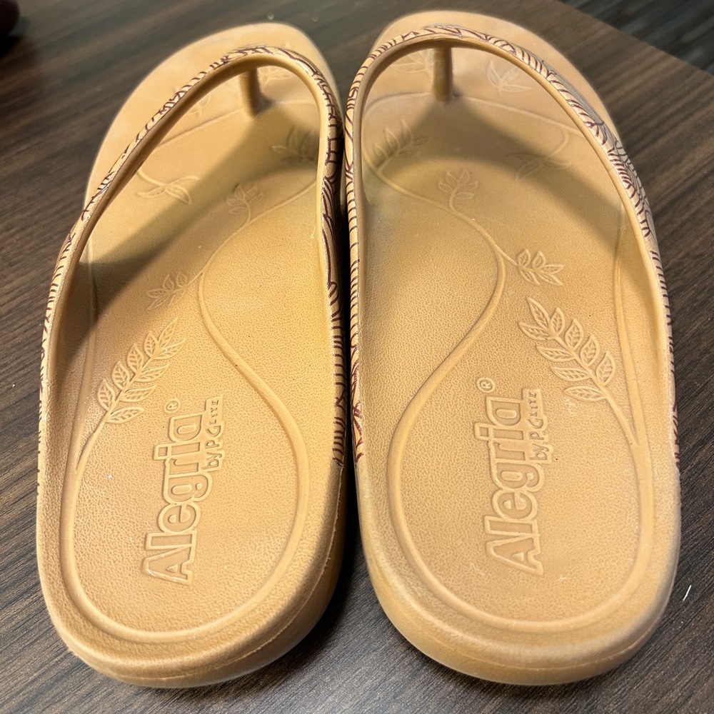 Alegria Tan Patterned Sandals - Picture 2 of 4